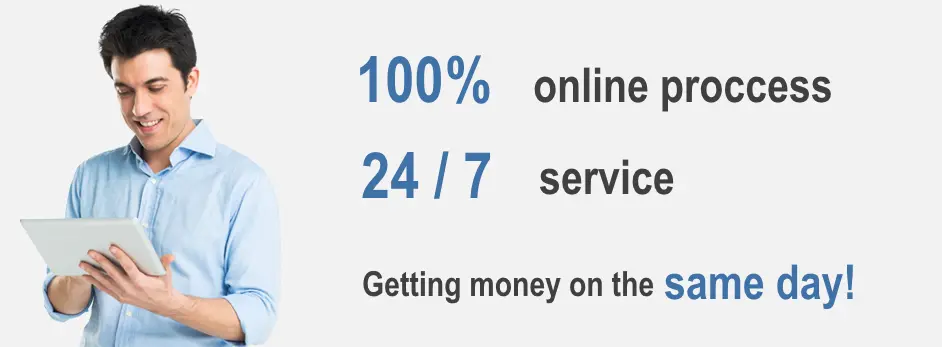 Same Day Loans Man making an application on a tablet