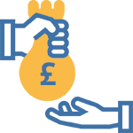 an icon of two hands and money being passed between them